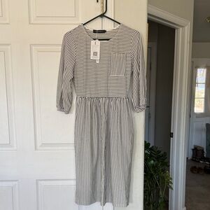 Amazon Black and White Striped Midi Dress